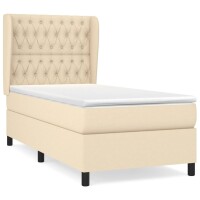 WOWONA Boxspringbett mit Matratze Creme 90x200 cm Stoff