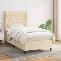 WOWONA Boxspringbett mit Matratze Creme 90x200 cm Stoff