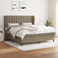 vidaXL Boxspringbett mit Matratze Taupe 180x200 cm Stoff