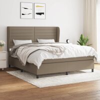 vidaXL Boxspringbett mit Matratze Taupe 180x200 cm Stoff