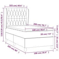 WOWONA Boxspringbett mit Matratze Taupe 100x200 cm Stoff