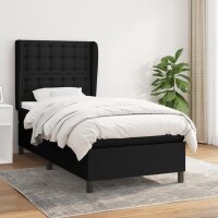 vidaXL Boxspringbett mit Matratze Schwarz 100x200 cm Stoff