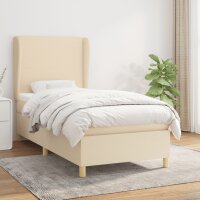 vidaXL Boxspringbett mit Matratze Creme 100x200 cm Stoff