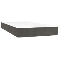 vidaXL Boxspringbett mit Matratze Dunkelgrau 90x200 cm Samt