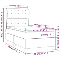 vidaXL Boxspringbett mit Matratze Dunkelblau 90x190 cm Samt