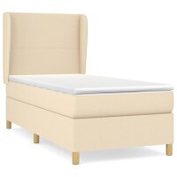 vidaXL Boxspringbett mit Matratze Creme 90x190 cm Stoff