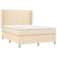 vidaXL Boxspringbett mit Matratze Creme 140x200 cm Stoff