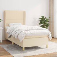 vidaXL Boxspringbett mit Matratze Creme 80x200 cm Stoff