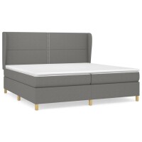 vidaXL Boxspringbett mit Matratze Dunkelgrau 200x200 cm Stoff