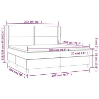 vidaXL Boxspringbett mit Matratze Dunkelgrau 200x200 cm Stoff