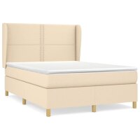 vidaXL Boxspringbett mit Matratze Creme 140x200 cm Stoff