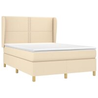 vidaXL Boxspringbett mit Matratze Creme 140x200 cm Stoff