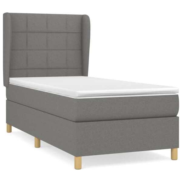 vidaXL Boxspringbett mit Matratze Dunkelgrau 100x200 cm Stoff