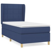 vidaXL Boxspringbett mit Matratze Blau 90x200 cm Stoff