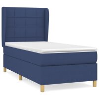 WOWONA Boxspringbett mit Matratze Blau 100x200 cm Stoff