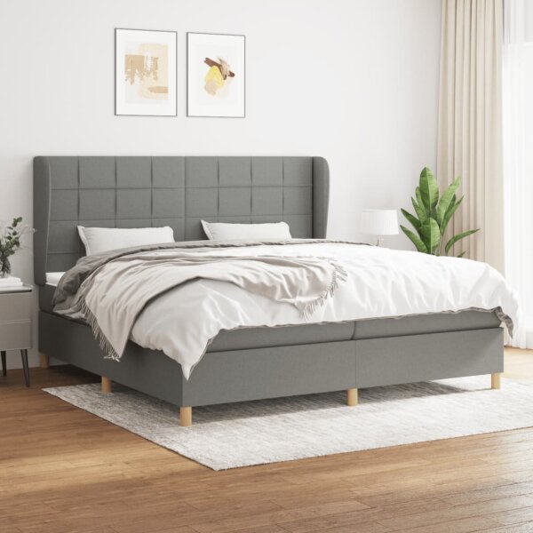 vidaXL Boxspringbett mit Matratze Dunkelgrau 200x200 cm Stoff