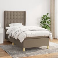 vidaXL Boxspringbett mit Matratze Taupe 90x200 cm Stoff