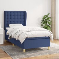 vidaXL Boxspringbett mit Matratze Blau 100x200 cm Stoff