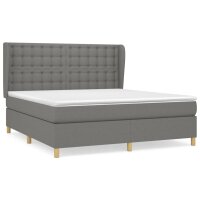 vidaXL Boxspringbett mit Matratze Dunkelgrau 160x200 cm Stoff