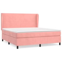 vidaXL Boxspringbett mit Matratze Rosa 180x200 cm Samt