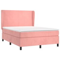 vidaXL Boxspringbett mit Matratze Rosa 140x200 cm Samt