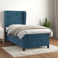 vidaXL Boxspringbett mit Matratze Dunkelblau 90x190 cm Samt