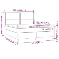 vidaXL Boxspringbett mit Matratze Dunkelblau 160x200 cm Samt