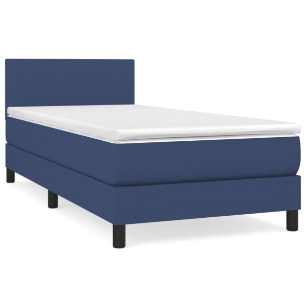 vidaXL Boxspringbett mit Matratze Blau 100x200 cm Stoff