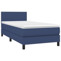 vidaXL Boxspringbett mit Matratze Blau 100x200 cm Stoff