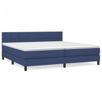 WOWONA Boxspringbett mit Matratze Blau 200x200 cm Stoff