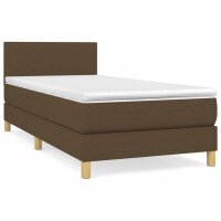 vidaXL Boxspringbett mit Matratze Dunkelbraun 100x200 cm Stoff