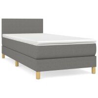 vidaXL Boxspringbett mit Matratze Dunkelgrau 100x200 cm Stoff