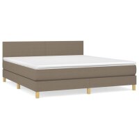 vidaXL Boxspringbett mit Matratze Taupe 160x200 cm Stoff