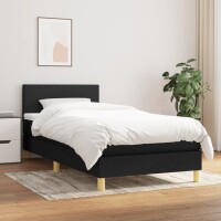 vidaXL Boxspringbett mit Matratze Schwarz 100x200 cm Stoff