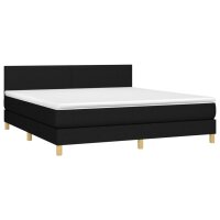 vidaXL Boxspringbett mit Matratze Schwarz 180x200 cm Stoff