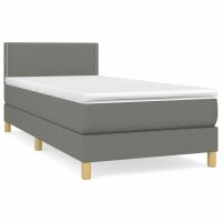 vidaXL Boxspringbett mit Matratze Dunkelgrau 90x200 cm Stoff