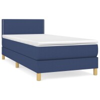 vidaXL Boxspringbett mit Matratze Blau 90x200 cm Stoff