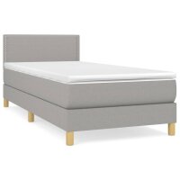 vidaXL Boxspringbett mit Matratze Hellgrau 80x200 cm Stoff