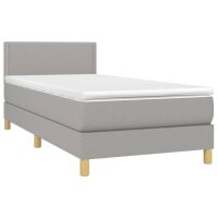 vidaXL Boxspringbett mit Matratze Hellgrau 80x200 cm Stoff