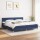 vidaXL Boxspringbett mit Matratze Blau 200x200 cm Stoff