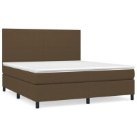 vidaXL Boxspringbett mit Matratze Dunkelbraun 160x200 cm Stoff