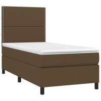 vidaXL Boxspringbett mit Matratze Dunkelbraun 100x200 cm Stoff