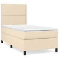 vidaXL Boxspringbett mit Matratze Creme 90x190 cm Stoff