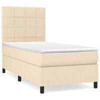 vidaXL Boxspringbett mit Matratze Creme 80x200 cm Stoff
