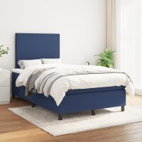 WOWONA Boxspringbett mit Matratze Blau 120x200 cm Stoff