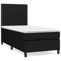 vidaXL Boxspringbett mit Matratze Schwarz 80x200 cm Stoff