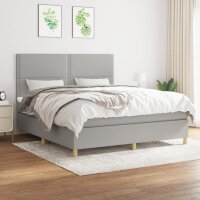 vidaXL Boxspringbett mit Matratze Hellgrau 180x200 cm Stoff