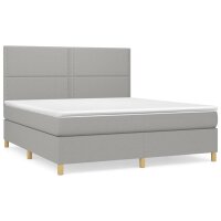 vidaXL Boxspringbett mit Matratze Hellgrau 180x200 cm Stoff