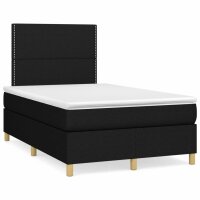 vidaXL Boxspringbett mit Matratze Schwarz 120x200 cm Stoff