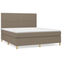 vidaXL Boxspringbett mit Matratze Taupe 180x200 cm Stoff